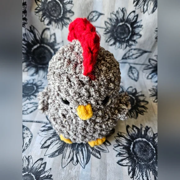 Crochet Black Speckled Rooster Amigurumi Plushie - Picture 9 of 16
